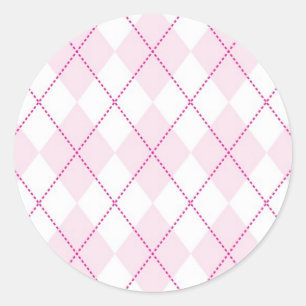 Sticker Rond Motif Jacquard rose et blanc