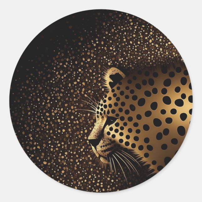 Sticker Rond Motif Jaguar Doré           (Devant)