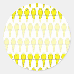 Sticker Rond Motif jaune d'oiseau. Les Canaries