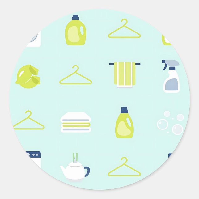 Sticker Rond Motif Jour de Lessive Fraîche (Devant)