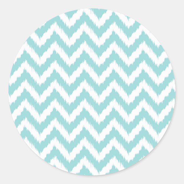Sticker Rond Motif léger Turquoise Chevron (Devant)