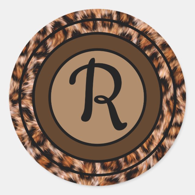 Sticker Rond Motif léopard Monogramme (Devant)