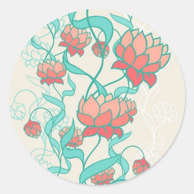 Sticker Rond Motif Lotus Abstrait (Devant)