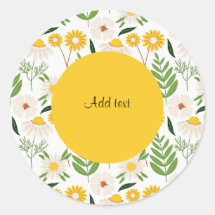 Sticker Rond Motif marguerite Modèle jaune