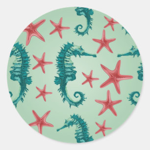 Sticker Rond Motif maritime turquoise 2
