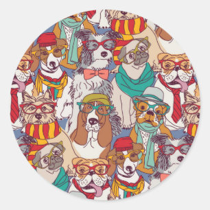 Sticker Rond Motif mignon de mode de chiot