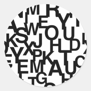 Sticker Rond Motif moderne, abstrait, désordonné avec des lettr