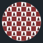 Sticker Rond Motif moderne Red Buffalo Plaid Christmas Tree<br><div class="desc">Motif de sapin de Noël de Buffalo moderne</div>