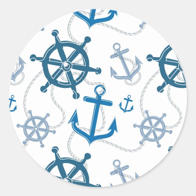 Sticker Rond Motif nautique (Devant)