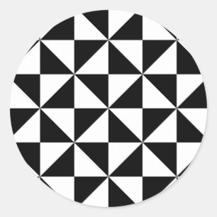 Sticker Rond Motif noir et blanc de triangle