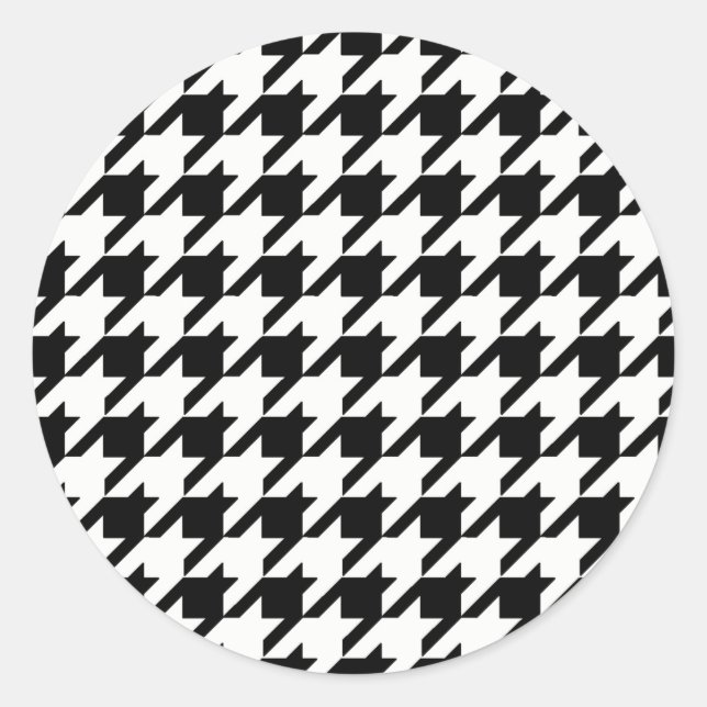 Sticker Rond Motif noir et blanc Houndstooth (Devant)