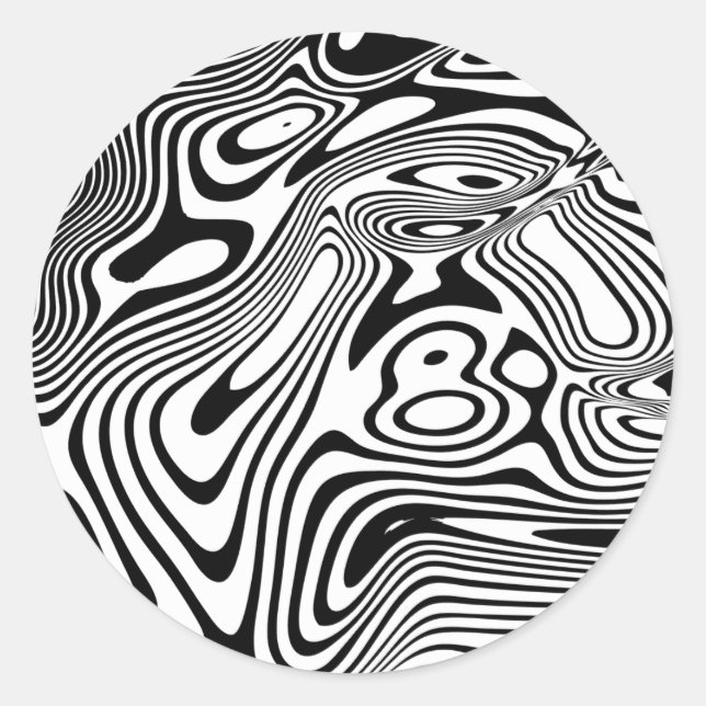 Sticker Rond Motif noir et Marbre blanc (Devant)