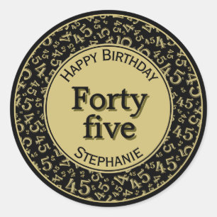 Sticker Rond Motif numérique pour 45e anniversaire noir/or
