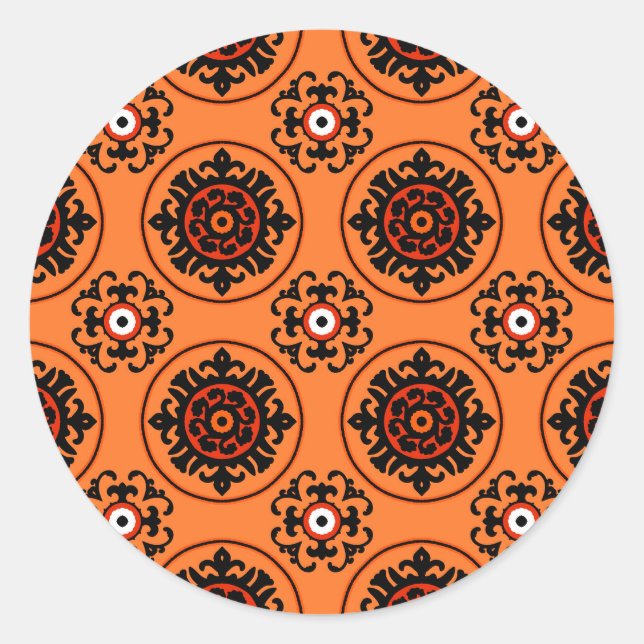 Sticker Rond Motif orange de Suzani (Devant)