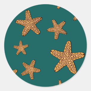 Sticker Rond Motif orange Starfish