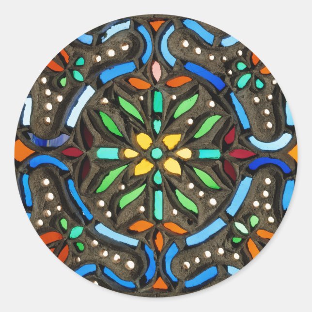 Sticker Rond Motif ottoman coloré (Devant)