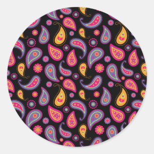 Sticker Rond Motif Paisley sans couture Coloré