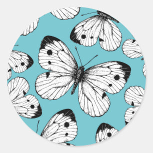 Sticker Rond Motif papillon de choux