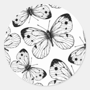 Sticker Rond Motif papillon de choux