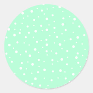 Sticker Rond Motif Pastel Mint Green avec points blancs