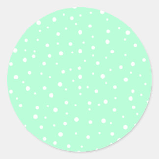 Sticker Rond Motif Pastel Mint Green avec points blancs