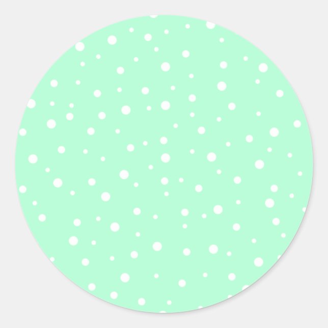 Sticker Rond Motif Pastel Mint Green avec points blancs (Devant)