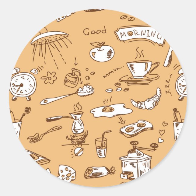 Sticker Rond Motif petit-déjeuner 2 (Devant)