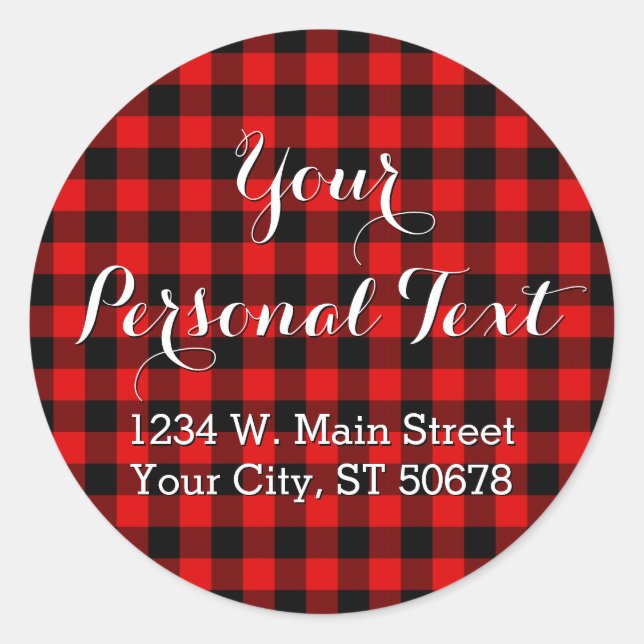 Sticker Rond Motif Plaid personnalisé rouge noir pays (Devant)