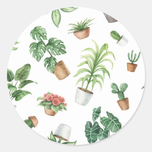 Sticker Rond motif plante (Devant)