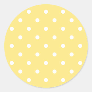 Sticker Rond Motif Pois jaune et blanc.