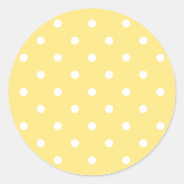 Sticker Rond Motif Pois jaune et blanc. (Devant)