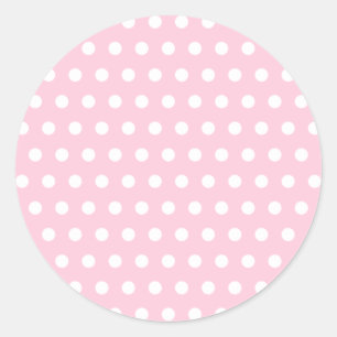 Sticker Rond Motif Pois rose et blanc.