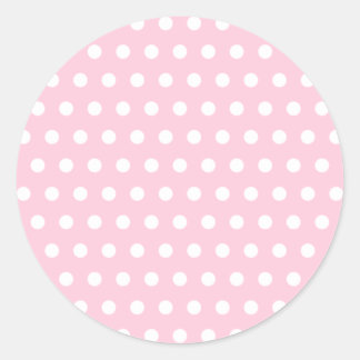 Sticker Rond Motif Pois rose et blanc.