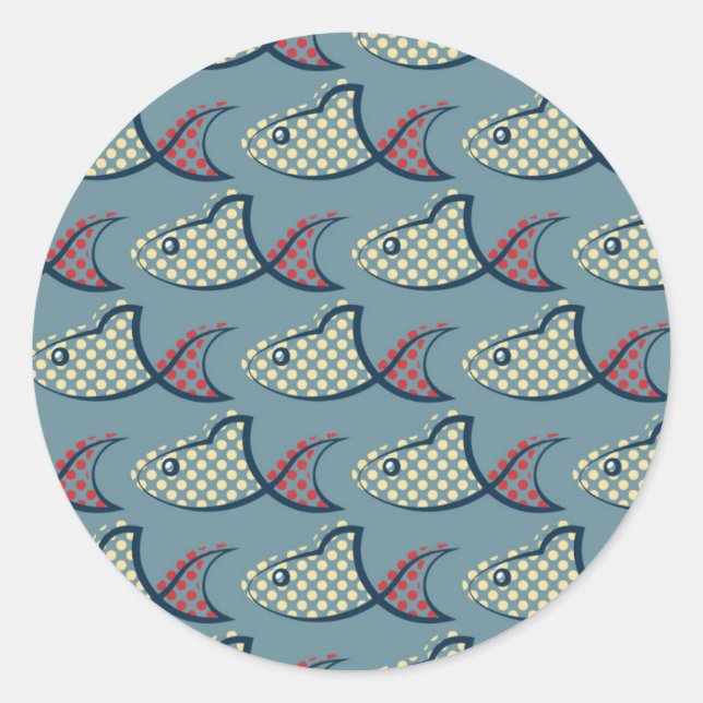 Sticker Rond Motif Poisson Pointe Polka (Devant)