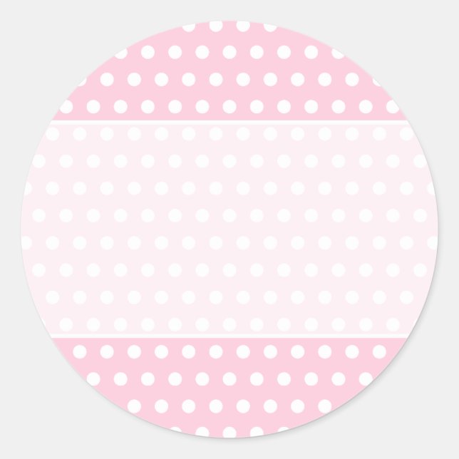 Sticker Rond Motif Polka Rose et Blanc. Spotty. (Devant)