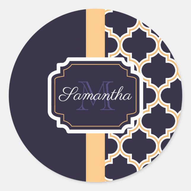 Sticker Rond Motif Quatrefoil (Devant)