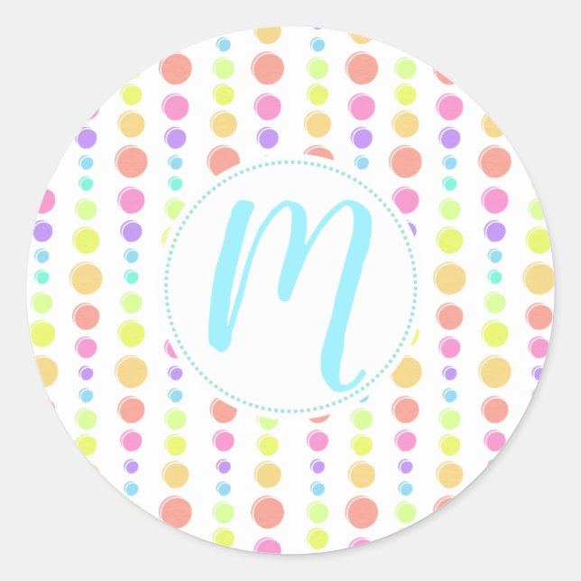 Sticker Rond Motif Rainbow Pastel Dots (Devant)