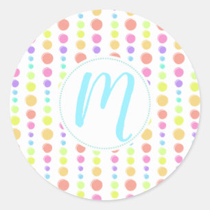 Sticker Rond Motif Rainbow Pastel Dots