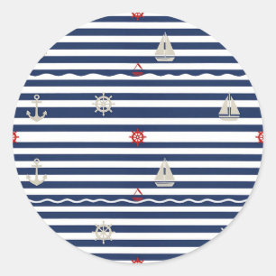 Sticker Rond Motif rayé d'ancre de voilier nautique