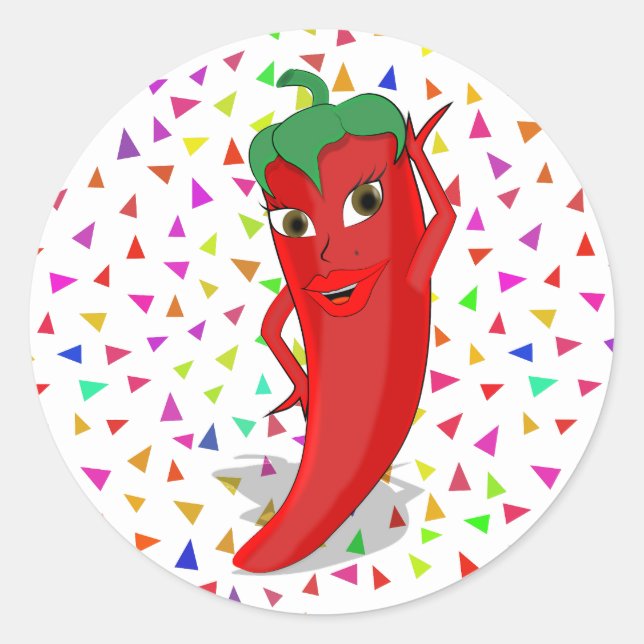 Sticker Rond Motif Red Hot Pepper Diva Confetti (Devant)