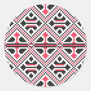 Sticker Rond Motif rétro à point rouge et noir