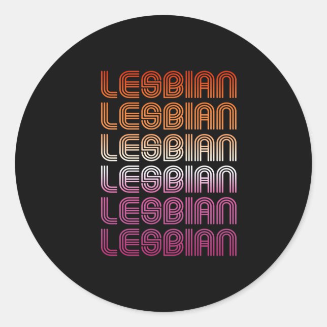 Sticker Rond Motif Rétro Lesbien Design (Devant)