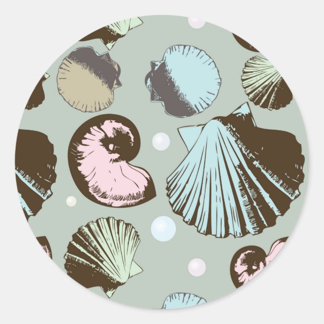 Sticker Rond Motif Retro Seashell (Devant)
