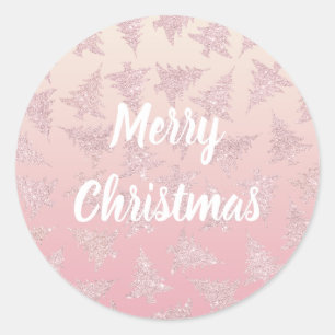 Sticker Rond Motif rose élégant d'arbre de Noël de parties