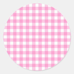 Sticker Rond Motif rose En vichy