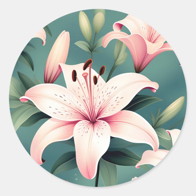 Sticker Rond Motif rose Lily sans couture (Devant)