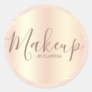 Sticker Rond motif rose or et rose pâle