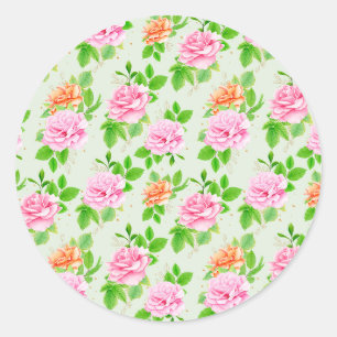 Sticker Rond Motif Roses Roses Fleurs