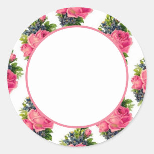 Sticker Rond Motif Roses Roses Vintage