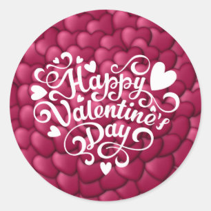 Sticker Rond Motif rouge texture 3D Cœurs-23803